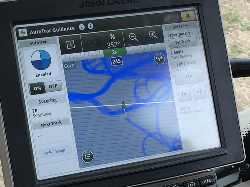 tractor screen monitor showing tractor guidance