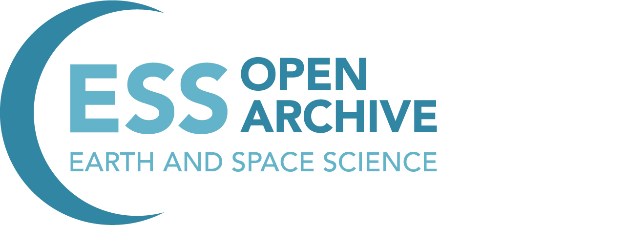 Logo for the Earth and Space Science Open Archive, featuring a crescent moon shape around text.