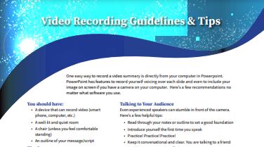 Screenshot of the video summary guidelines PDF